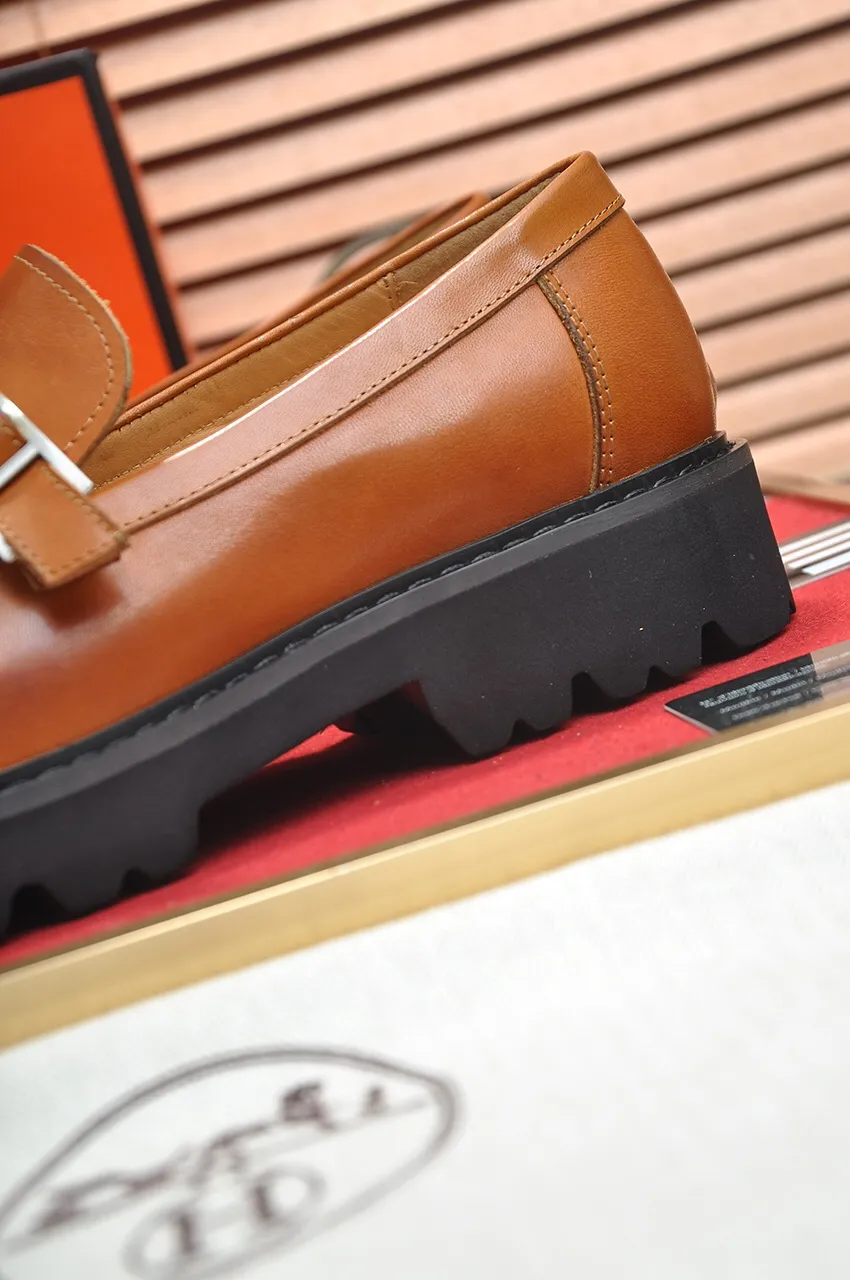 Men's Men's Shoes💰560💶[[HERMES]] (High-end Niuli) New 🍀 HERMES - top version of Ferragamo's classic casual leather shoes! Made of imported original cowhide, the inner top layer is comfortable cowhide lining! Original wear-resistant rubber outsole! High quality products! Code number 38-45 (45 customized)